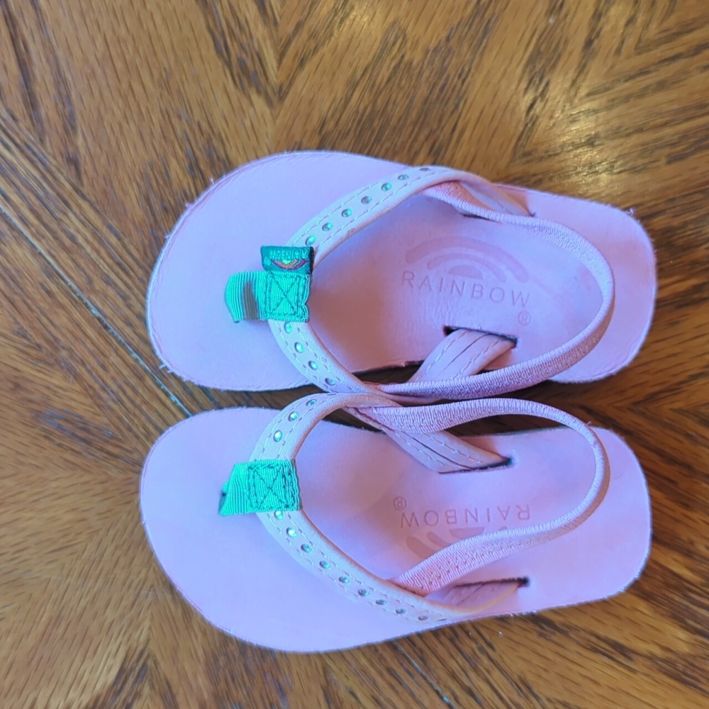 Rainbow Toddler Sandals Pink Rhinestone Size 3-4 NWT